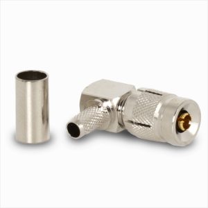 Conector 1.0/2.3 macho 90° solder-crimp Flex