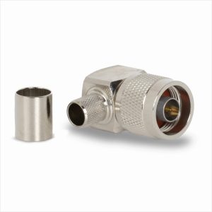 Conector N macho 90° solder-crimp RG-214 400